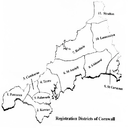 Cornwall Registration Districts
